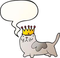 cartoon arrogant cat and speech bubble in smooth gradient style vector