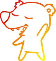 warm gradient line drawing cartoon bear vector