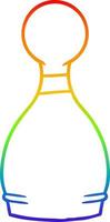 rainbow gradient line drawing cartoon bowling pin vector