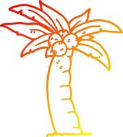 warm gradient line drawing cartoon palm tree vector