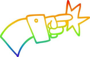 rainbow gradient line drawing cartoon pointing hand icon vector