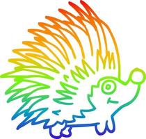 rainbow gradient line drawing cartoon spiky hedgehog vector