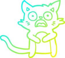 cold gradient line drawing cartoon horrified cat vector