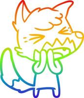 rainbow gradient line drawing angry cartoon fox vector