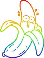 rainbow gradient line drawing cartoon crazy happy banana vector
