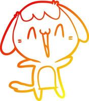 dibujo de línea de gradiente cálido perro riendo de dibujos animados vector