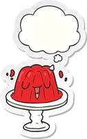 cartoon jelly and thought bubble as a printed sticker vector