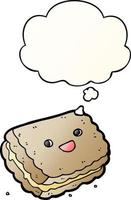 cartoon biscuit and thought bubble in smooth gradient style vector