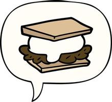 smore cartoon and speech bubble vector