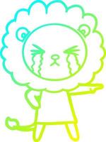 cold gradient line drawing cartoon crying lion wearing dress vector