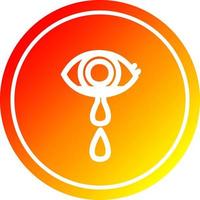 crying eye circular in hot gradient spectrum vector