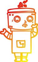 warm gradient line drawing cartoon robot vector