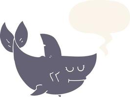 cartoon shark and speech bubble in retro style vector