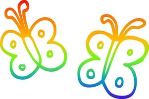 rainbow gradient line drawing cartoon butterfly vector