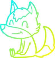 cold gradient line drawing friendly cartoon wolf vector