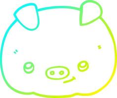 cold gradient line drawing cartoon happy pig vector