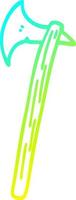 cold gradient line drawing cartoon golden large axe vector