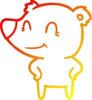 warm gradient line drawing friendly bear with hands on hips vector