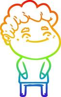 rainbow gradient line drawing cartoon friendly man vector
