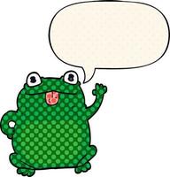 cartoon frog and speech bubble in comic book style vector