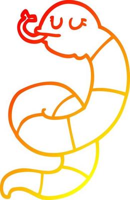 warm gradient line drawing cartoon snake coiled
