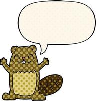 cartoon beaver and speech bubble in comic book style vector