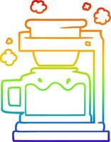 rainbow gradient line drawing cartoon coffee pot vector