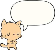 cute cartoon cat and speech bubble vector