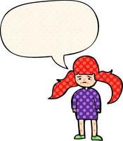 cartoon girl and long hair and speech bubble in comic book style vector