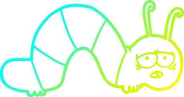 cold gradient line drawing cartoon tired caterpillar vector