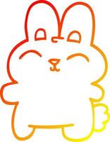 warm gradient line drawing happy cartoon rabbit vector