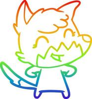 rainbow gradient line drawing happy cartoon fox vector
