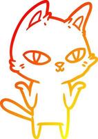 warm gradient line drawing cartoon cat staring vector