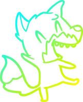 cold gradient line drawing laughing fox cartoon vector