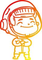 warm gradient line drawing happy cartoon astronaut vector