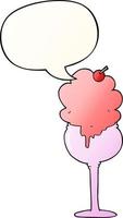 cartoon ice cream desert and speech bubble in smooth gradient style vector