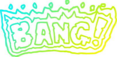 cold gradient line drawing cartoon word bang vector