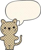 cartoon cat and speech bubble in comic book style vector