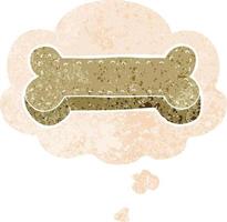 cartoon dog biscuit and thought bubble in retro textured style vector