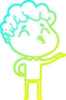cold gradient line drawing cartoon man pouting vector