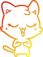 warm gradient line drawing happy cartoon cat vector