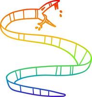 dibujo de línea de gradiente de arco iris serpiente venenosa de dibujos animados vector