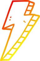 warm gradient line drawing cartoon lightning bolt vector