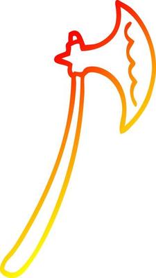 warm gradient line drawing cartoon axe