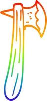 rainbow gradient line drawing cartoon axe vector