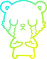 cold gradient line drawing crying cartoon bear vector