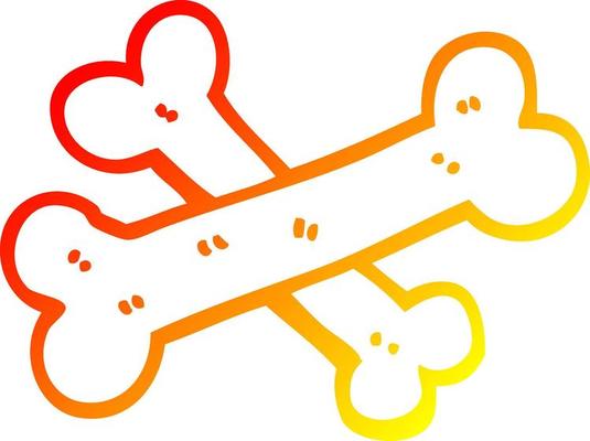 warm gradient line drawing crossed bones cartoon