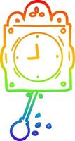 rainbow gradient line drawing ticking clock with pendulum vector