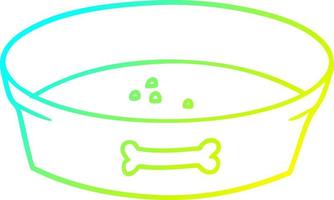 cold gradient line drawing cartoon empty dog food bowl vector