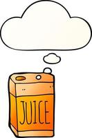 cartoon juice box and thought bubble in smooth gradient style vector